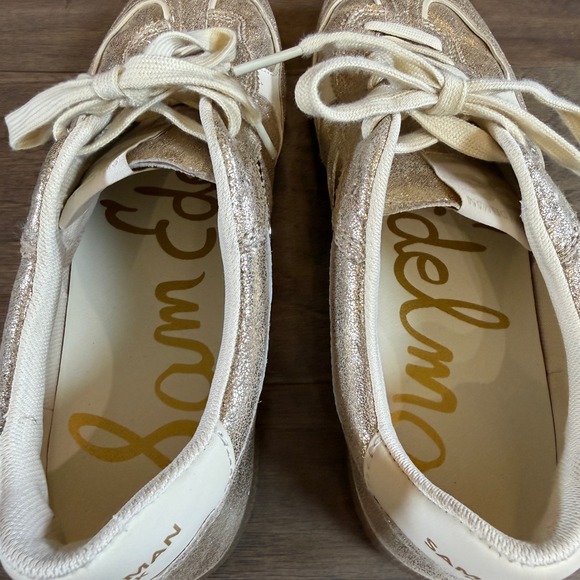 Sam Edelman Gold Metallic Leather Sneaker Women's Fashion Shoes Size 10M - Picture 5 of 7